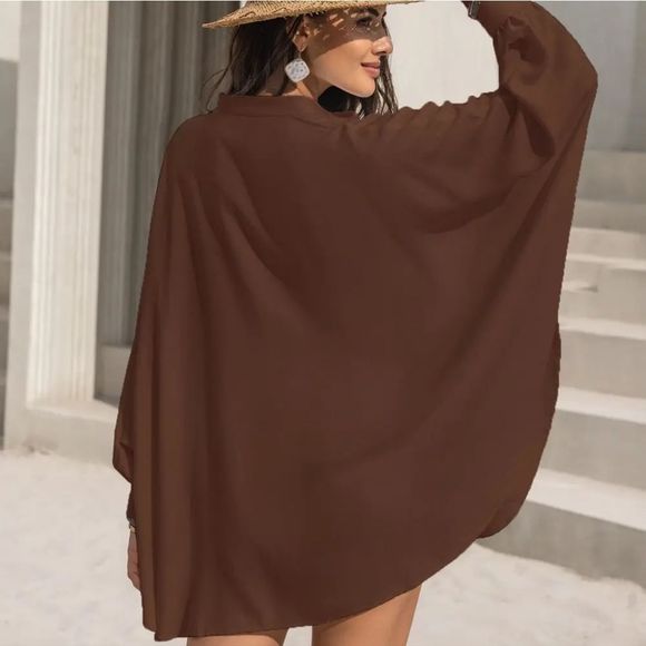 Mocha Lace Affair Button Shirt - Picture 2 of 7